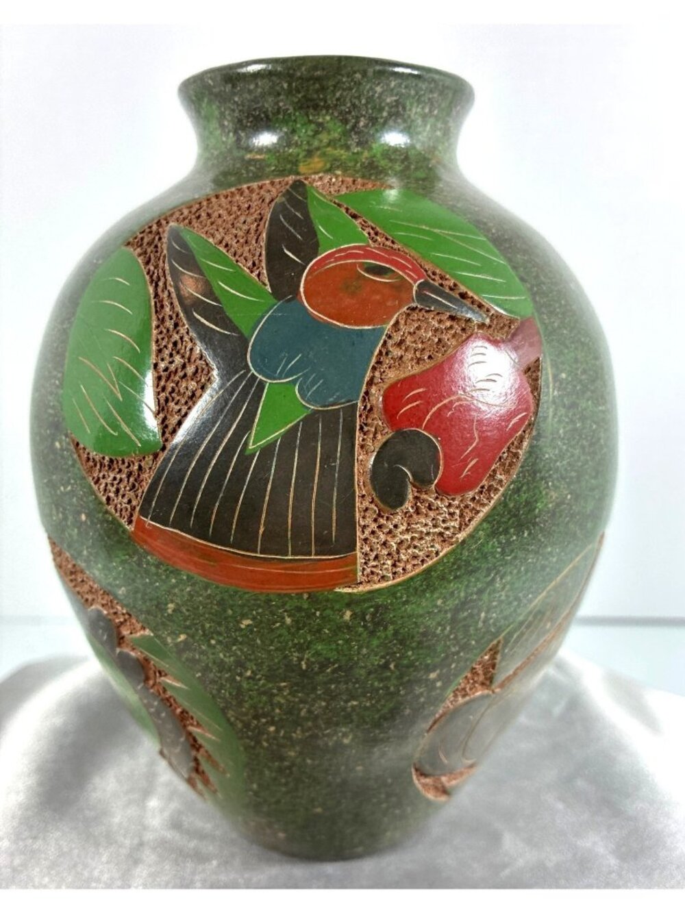 Vintage Folk Art Pottery Vase